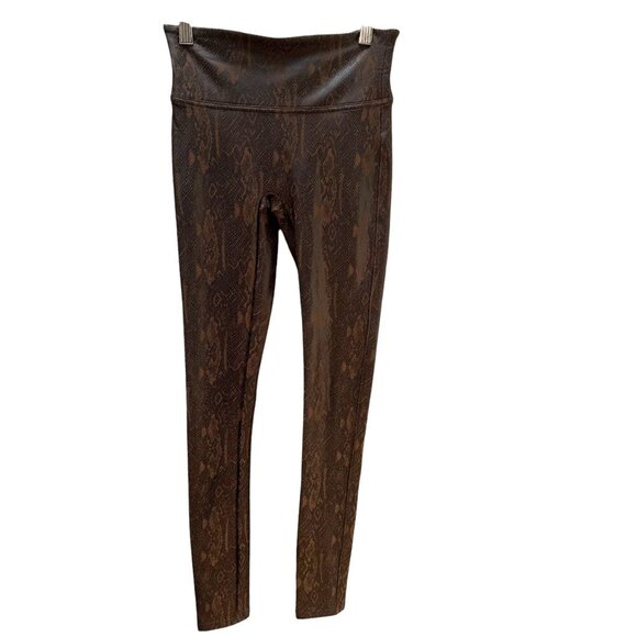 Spanx Faux Leather Snakeskin Print Leggings Compression Booty Lift High Waist SM - Picture 2 of 7
